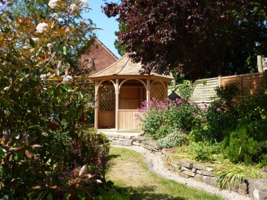 Eight Sided Gazebo with Trellis & Open Arches