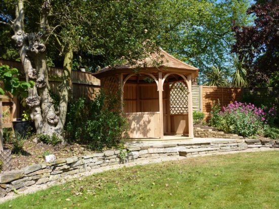 Eight Sided Gazebo with Trellis & Open Arches