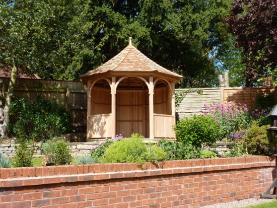 Eight Sided Gazebo with Trellis & Open Arches